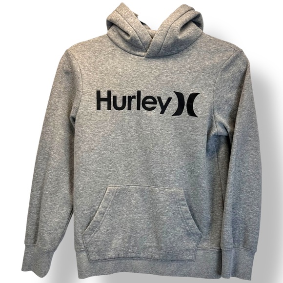 HURLEY BOYS GRAY LOGO PULLOVER HOODIE SWEATSHIRT - Picture 1 of 4